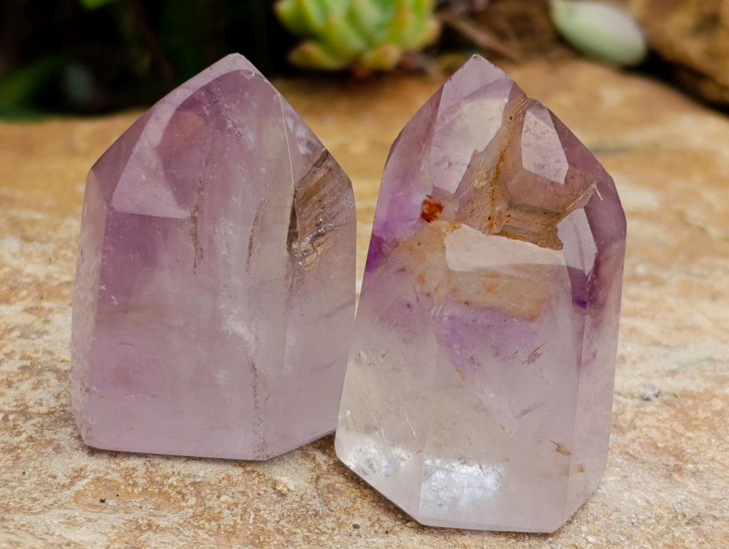 Polished Smokey Amethyst Window Crystals x 12 From Akansobe, Madagascar
