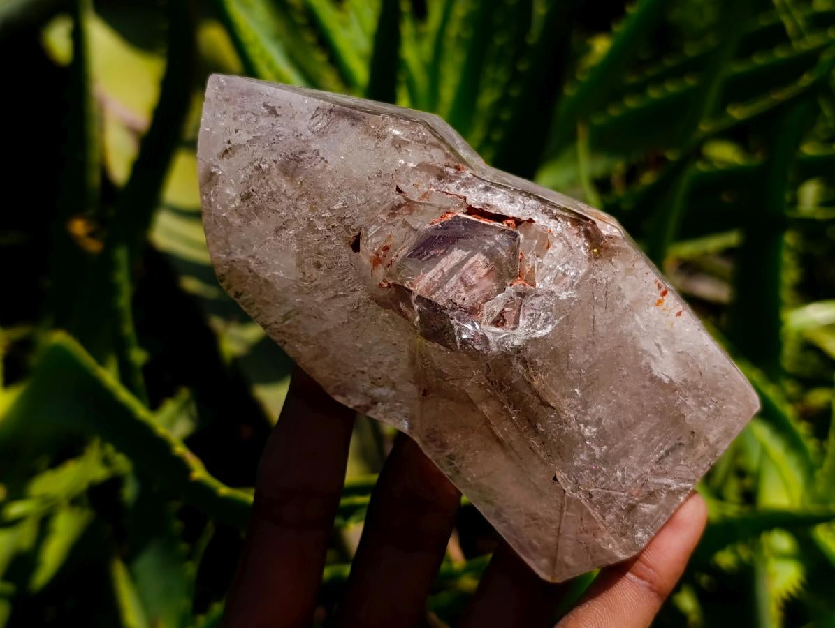 Polished Window Quartz Crystals x 3 From Akansobe Madagascar
