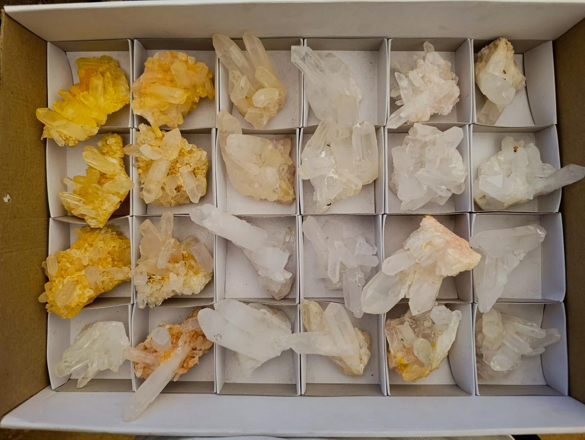 Natural Clear Cascading Quartz Crystal Clusters x 24 From Madagascar