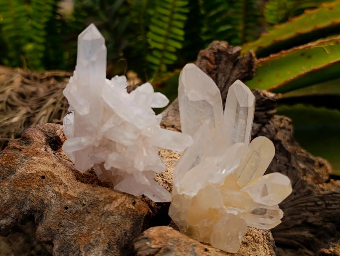 Natural Clear Cascading Quartz Crystal Clusters x 24 From Madagascar