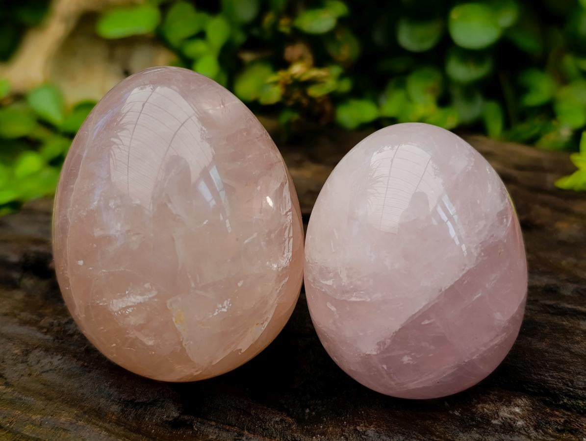 Hand Made Rose Quartz Eggs x 6 From Madagascar