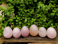 Hand Made Rose Quartz Eggs x 6 From Madagascar
