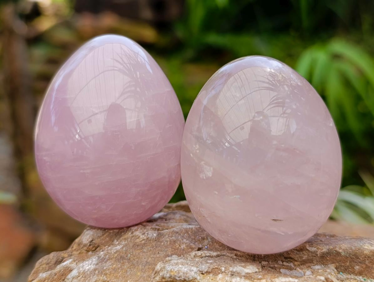 Hand Made Rose Quartz Eggs x 6 From Madagascar