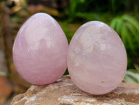 Hand Made Rose Quartz Eggs x 6 From Madagascar