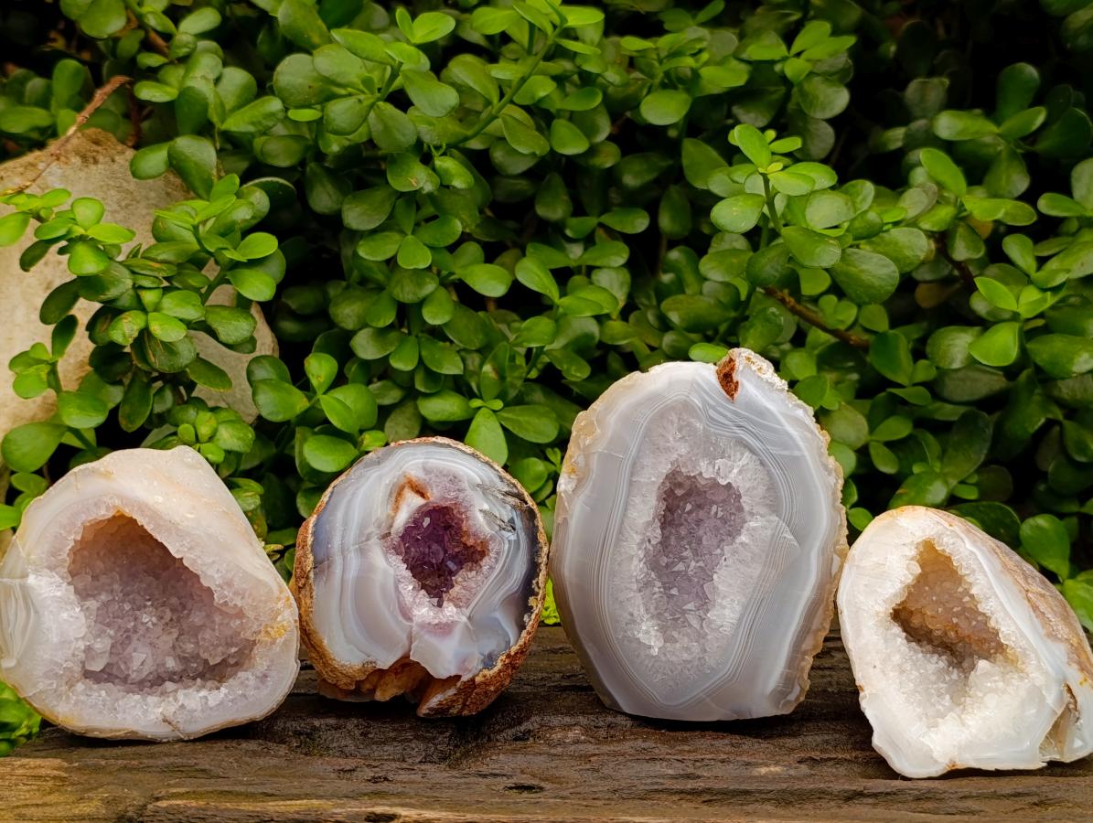 Polished Agates with Crystalline Geodes x 4 From Maintirano, Madagascar