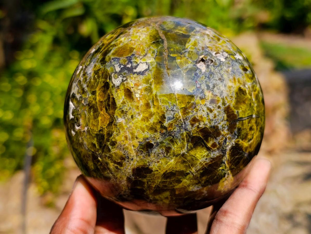 Polished Green Opal Sphere x 1 From Betroka, Madagascar