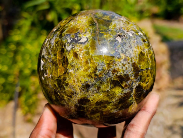 Polished Green Opal Sphere x 1 From Betroka, Madagascar