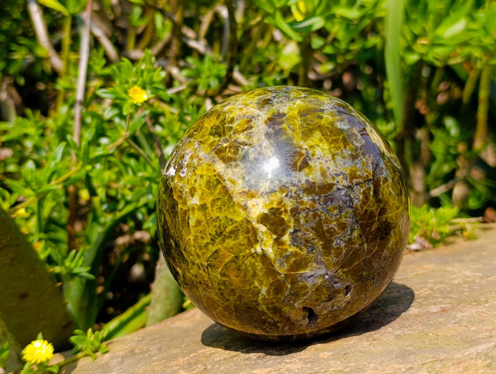 Polished Green Opal Sphere x 1 From Betroka, Madagascar