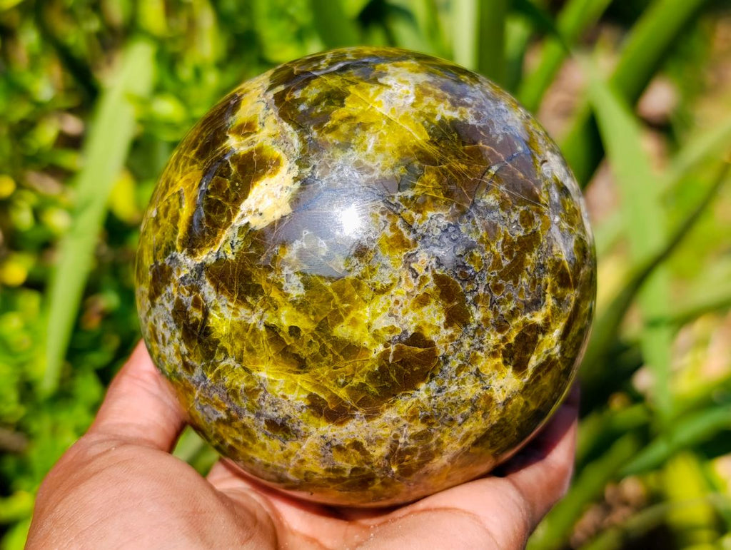 Polished Green Opal Sphere x 1 From Betroka, Madagascar