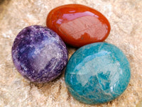 Polished Mixed Selected Multi Mineral Gemstone Galets x 12 From Madagascar