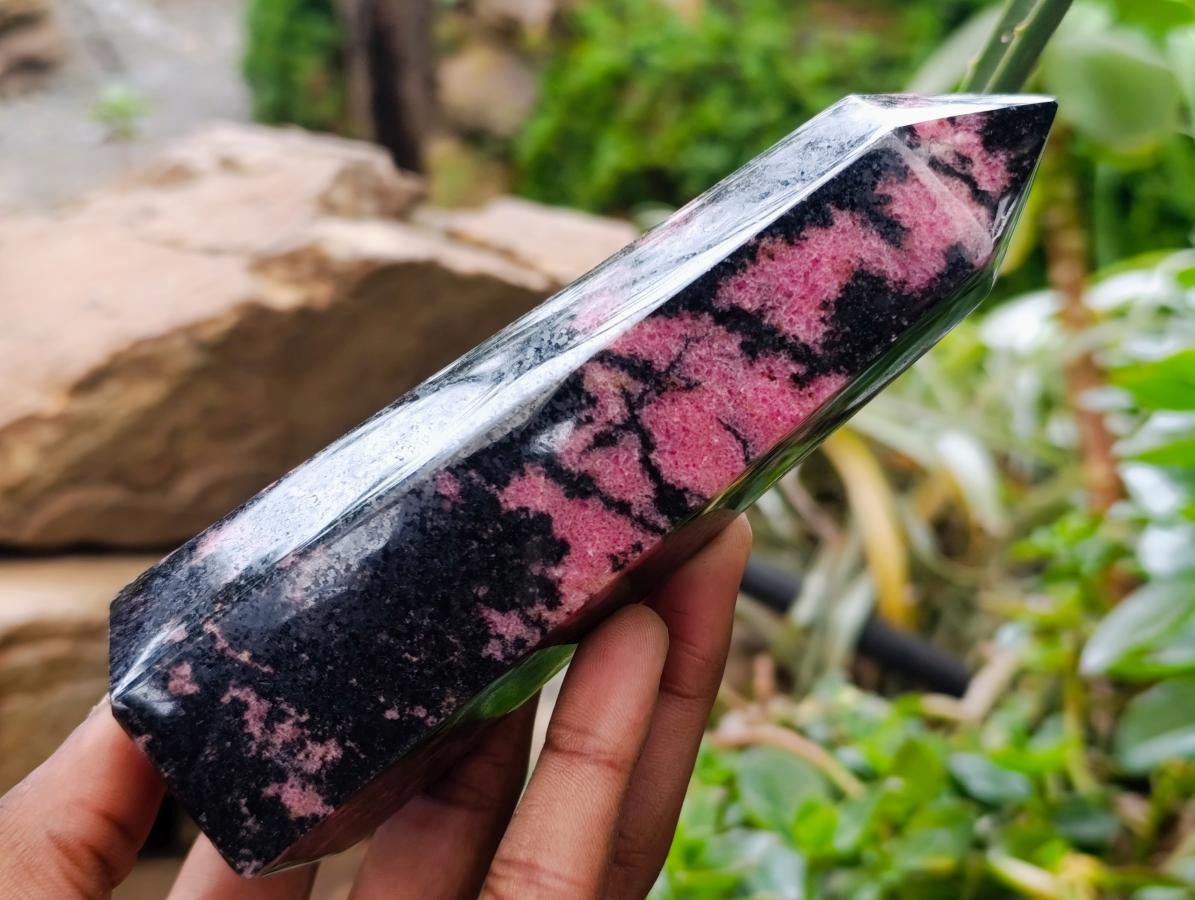 Polished Rhodonite Crystals x 3 From Ambindavato, Madagascar