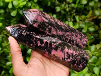 Polished Rhodonite Crystals x 3 From Ambindavato, Madagascar