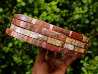 Hand Made Red Podocarpus Petrified Wood Conglomerate Plaques x 4 From Mahajanga, Madagascar