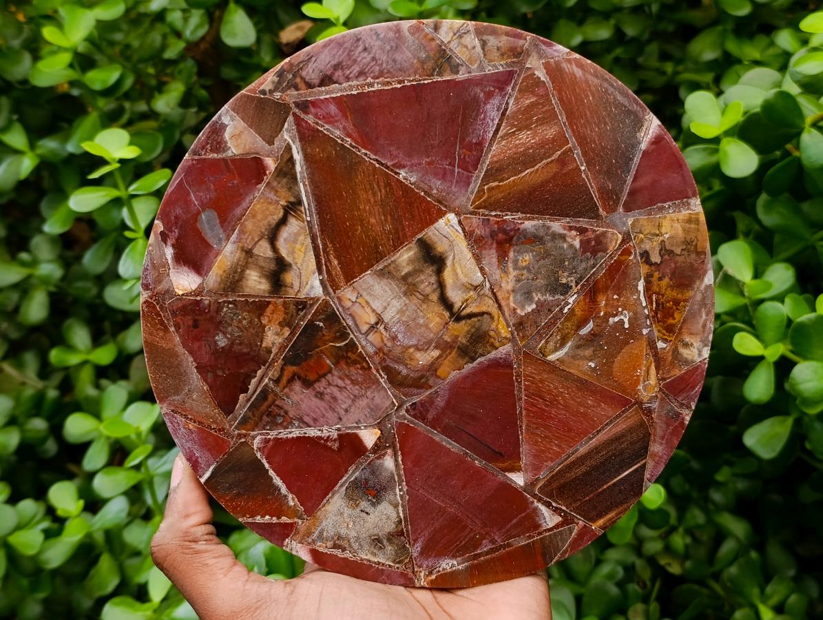 Hand Made Red Podocarpus Petrified Wood Conglomerate Plaques x 4 From Mahajanga, Madagascar