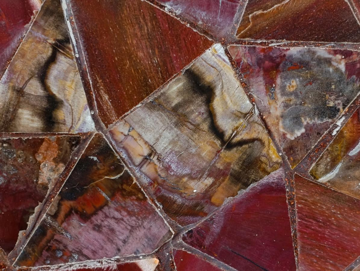 Hand Made Red Podocarpus Petrified Wood Conglomerate Plaques x 4 From Mahajanga, Madagascar