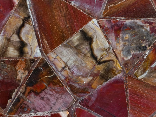 Hand Made Red Podocarpus Petrified Wood Conglomerate Plaques x 4 From Mahajanga, Madagascar