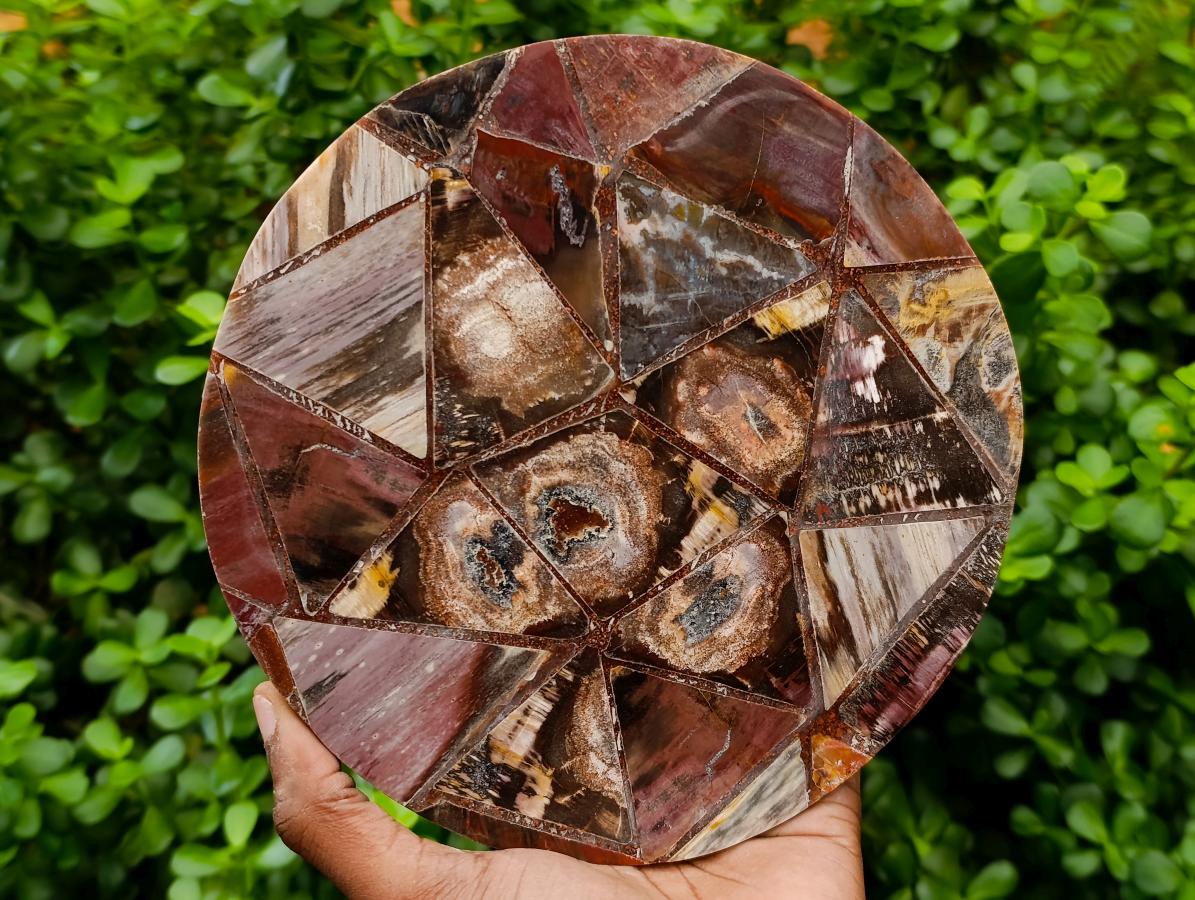 Hand Made Red Podocarpus Petrified Wood Conglomerate Plaques x 4 From Mahajanga, Madagascar