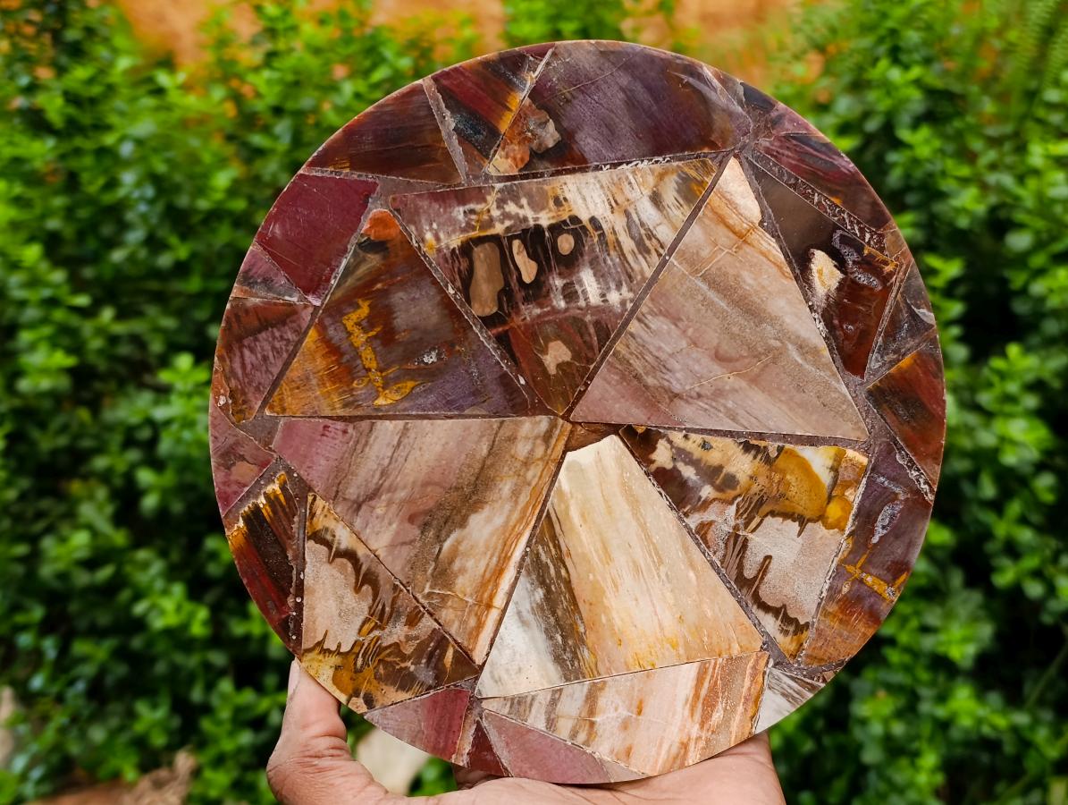 Hand Made Red Podocarpus Petrified Wood Conglomerate Plaques x 4 From Mahajanga, Madagascar