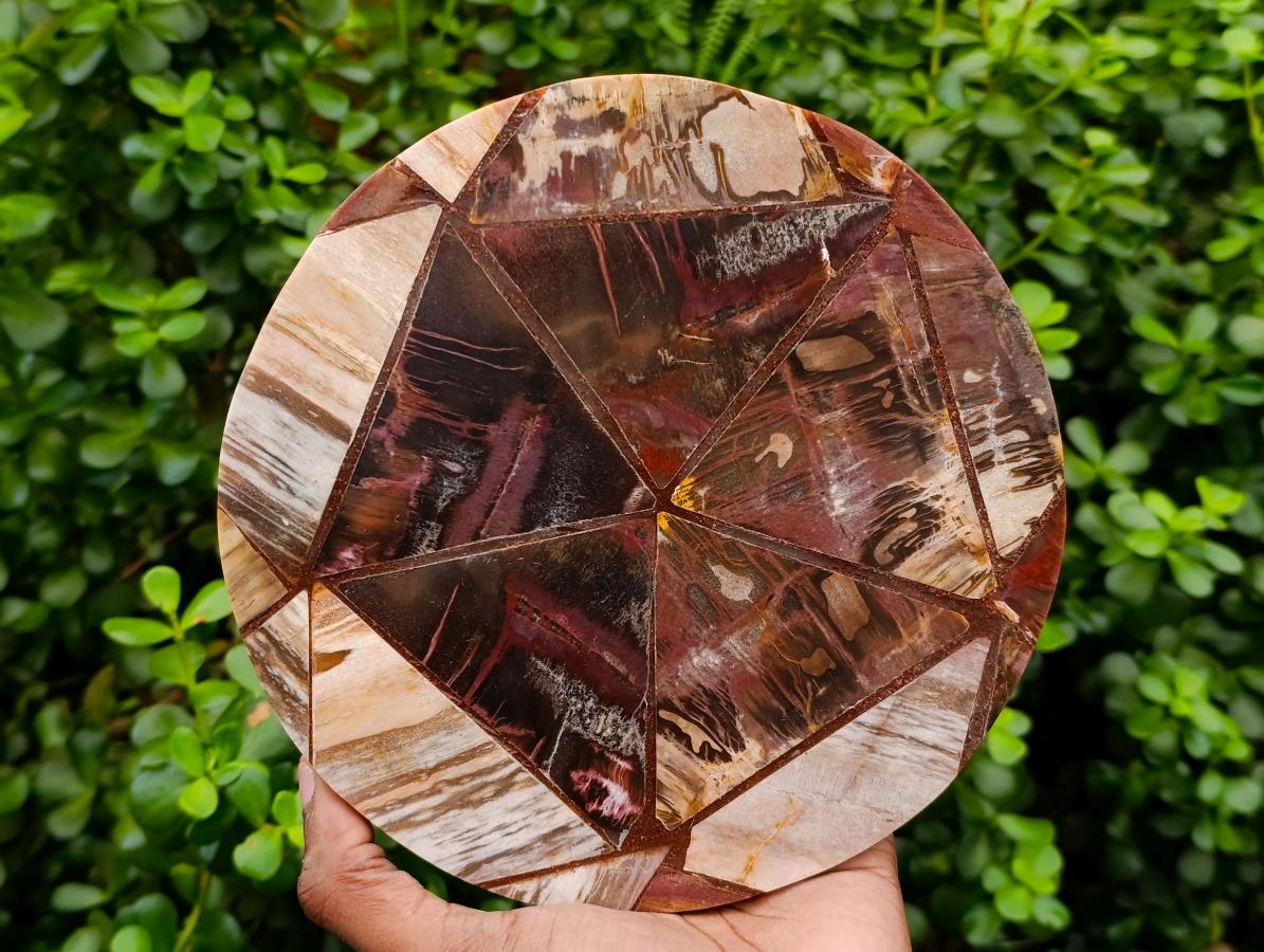 Hand Made Red Podocarpus Petrified Wood Conglomerate Plaques x 4 From Mahajanga, Madagascar