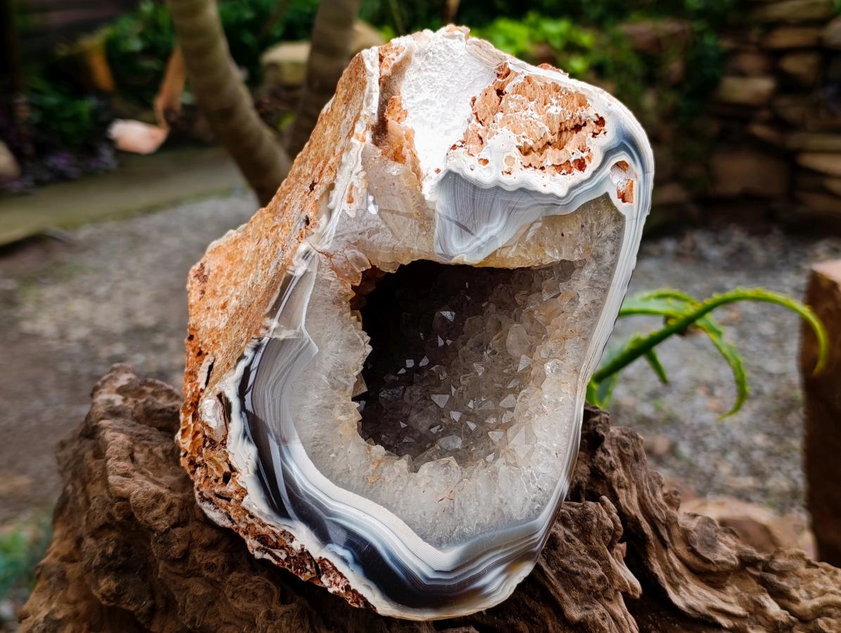 Polished Agate with Crystalline Geode x 1 From Maintirano, Madagascar