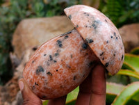 Polished Orange Calcite with Biotite Mica Mushrooms x 6 From Madagascar