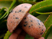 Polished Orange Calcite with Biotite Mica Mushrooms x 6 From Madagascar