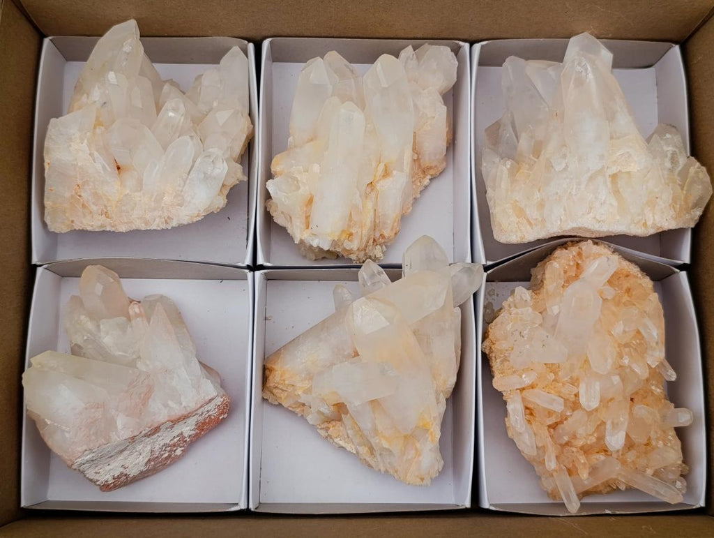 Natural Clear Quartz Clusters x 6 From Madagascar