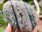Polished Ocean Jasper Standing Free Forms x 2 From Northwest Coast, Madagascar
