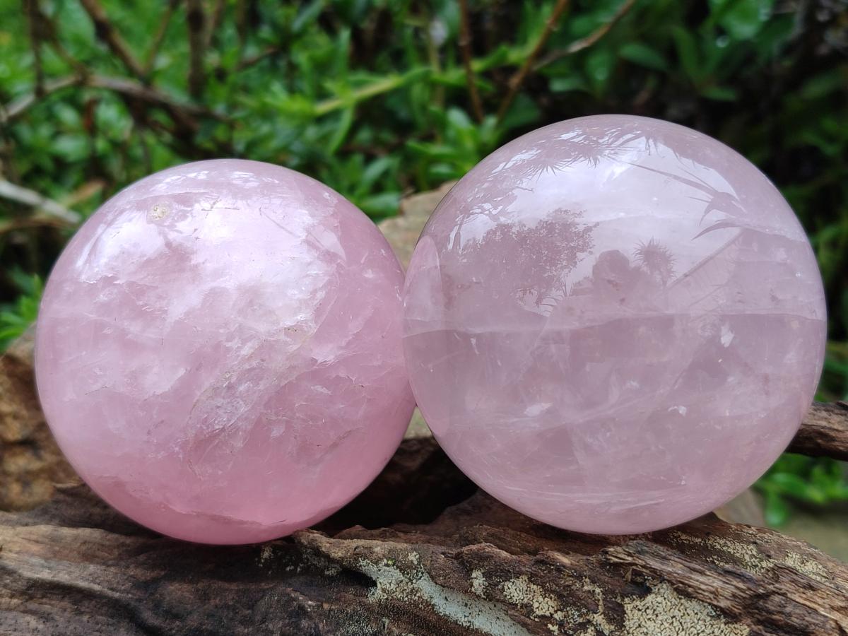 Polished Star Rose Quartz Spheres x 4 From Madagascar