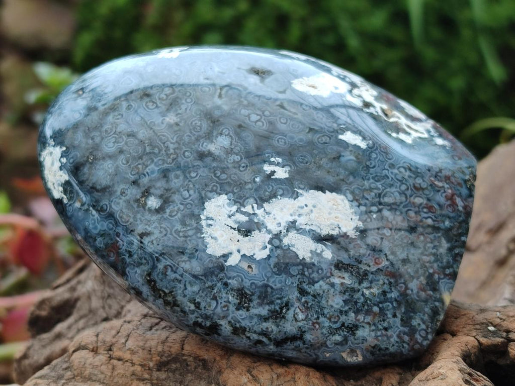 Polished Ocean Jasper Standing Free Forms x 3 From Northwest Coast, Madagascar