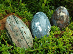 Polished Ocean Jasper Standing Free Forms x 3 From Northwest Coast, Madagascar