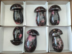 Polished Rhodonite Mushrooms x 6 From Ambindavato, Madagascar