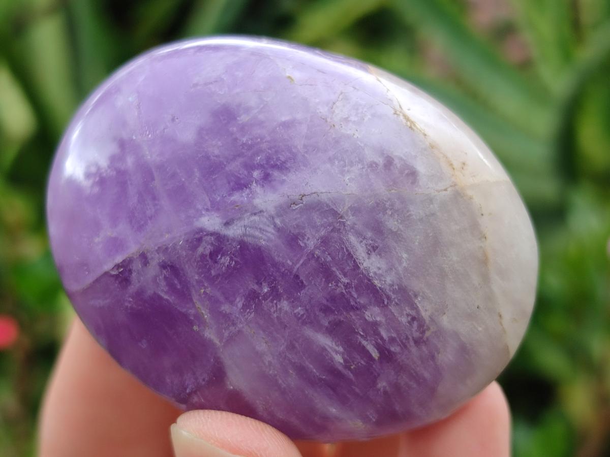 Polished Purple Chevron Amethyst Palm Stones x 24 From Madagascar