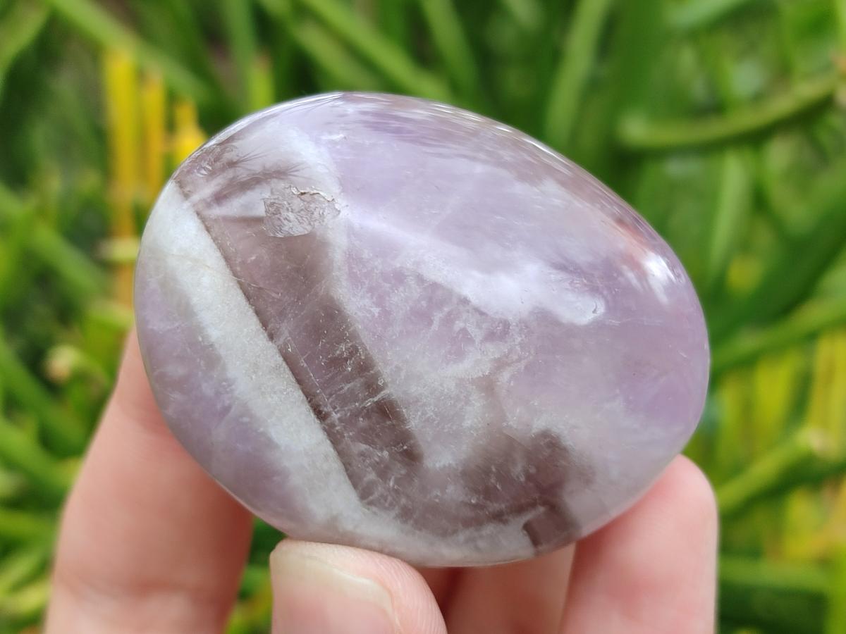 Polished Purple Chevron Amethyst Palm Stones x 24 From Madagascar