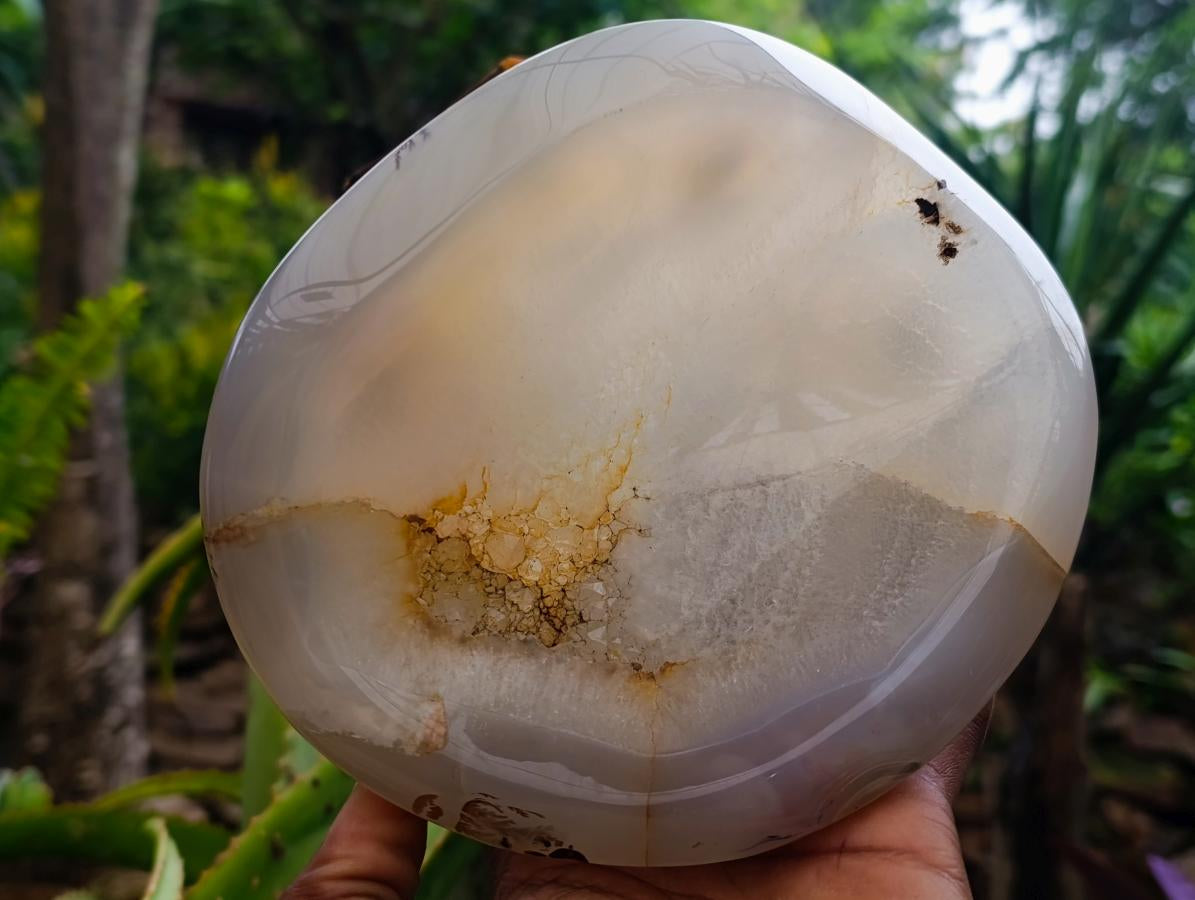Polished Agate With Crystalline Vug Bowls x 2 From Maintirano, Madagascar