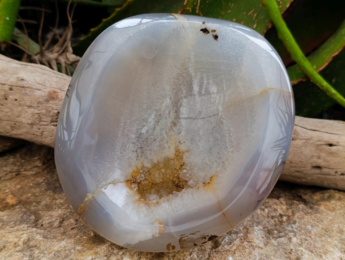 Polished Agate With Crystalline Vug Bowls x 2 From Maintirano, Madagascar - Toprock Gemstones and Minerals 