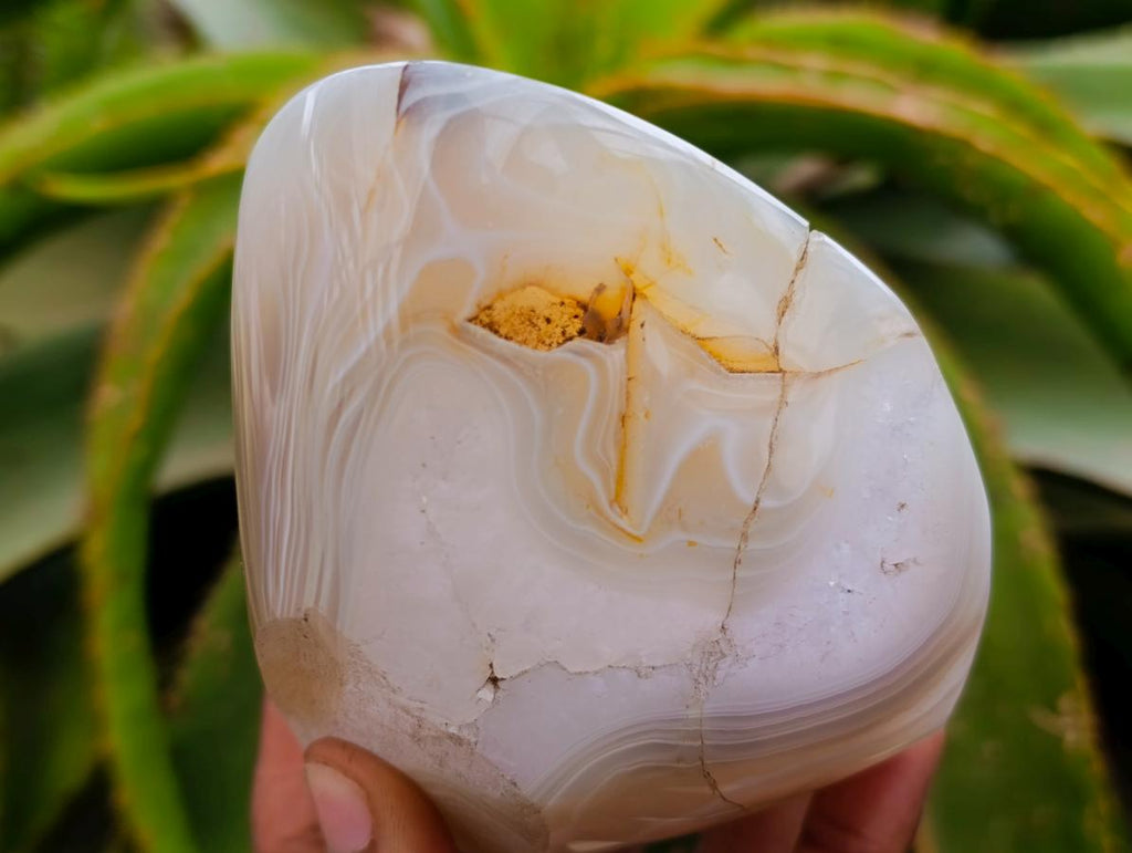 Polished Agate With Crystalline Vug Bowls x 2 From Maintirano, Madagascar - Toprock Gemstones and Minerals 