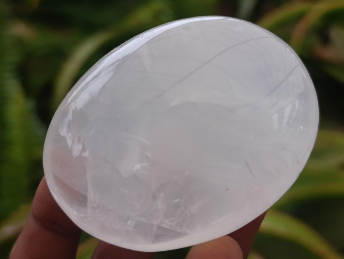 Polished Girasol Pearl Quartz Palm Stones x 12 From Ambatondrazaka, Madagascar