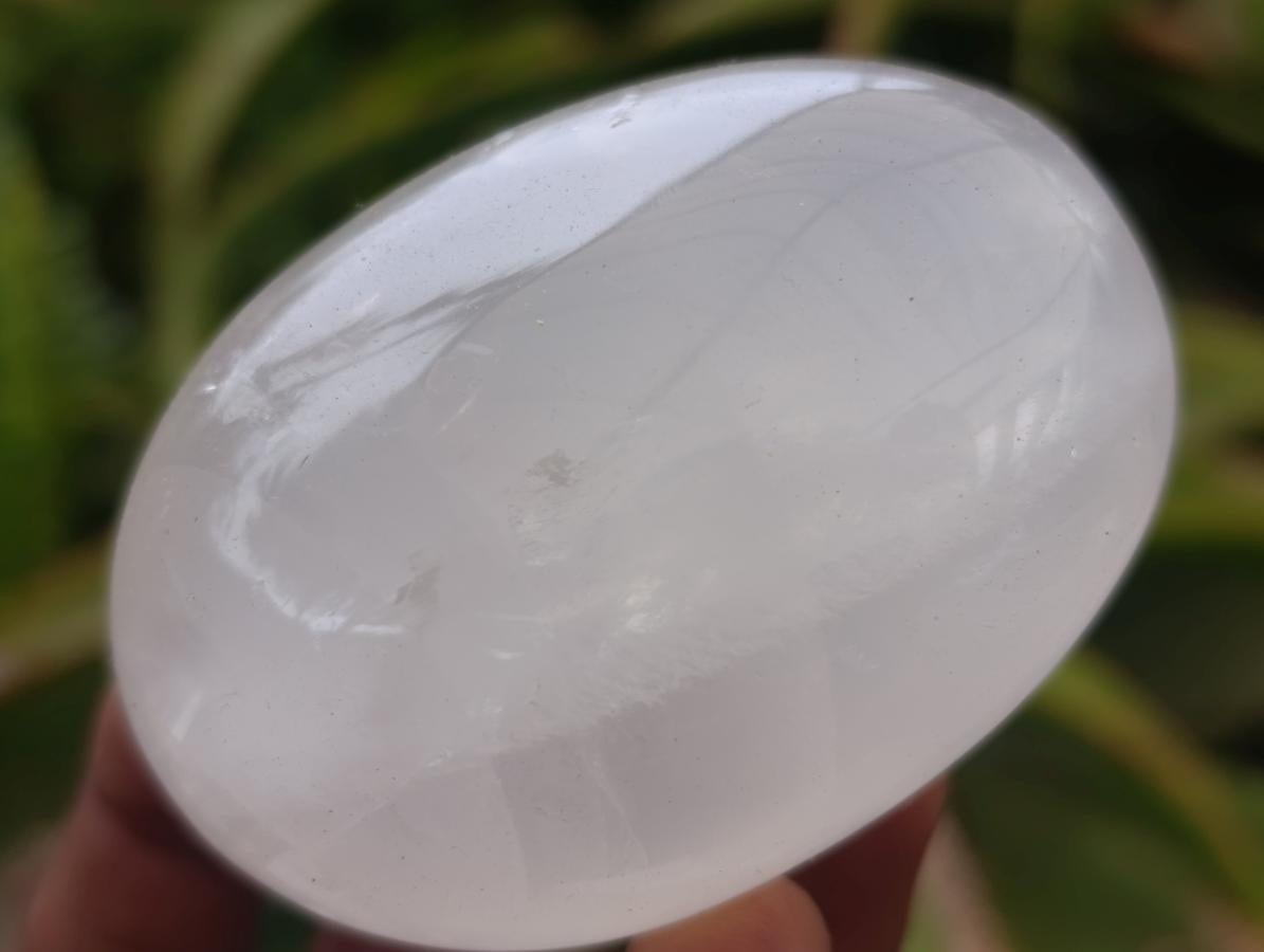 Polished Girasol Pearl Quartz Palm Stones x 12 From Ambatondrazaka, Madagascar