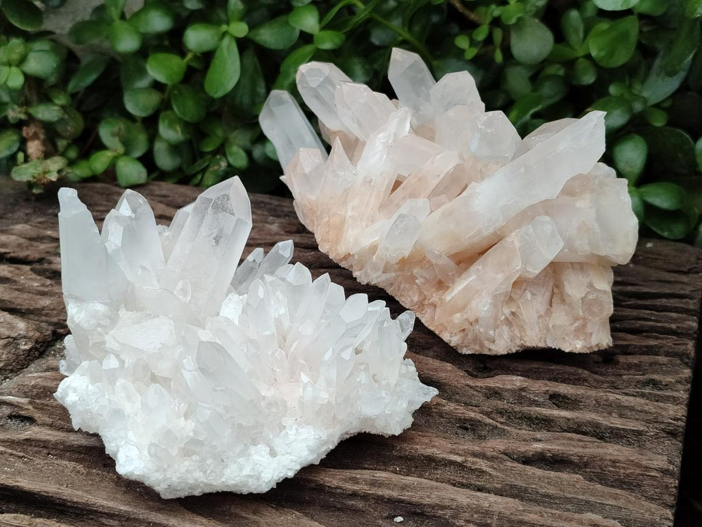 Natural Clear Quartz Clusters x 2 From Madagascar