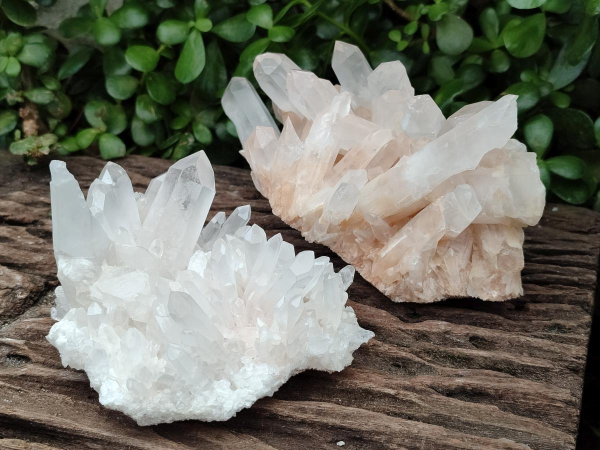 Natural Clear Quartz Clusters x 2 From Madagascar