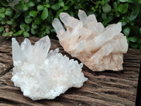 Natural Clear Quartz Clusters x 2 From Madagascar