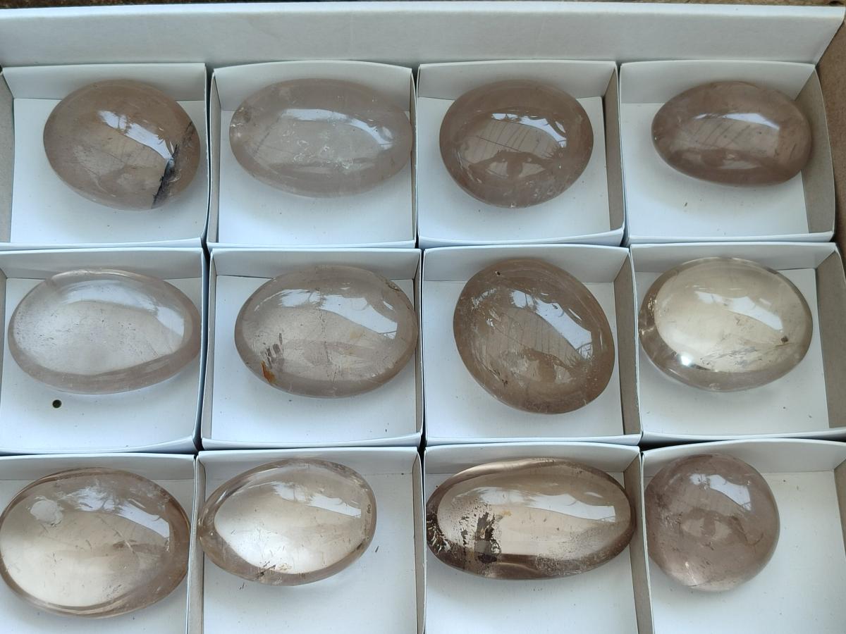 Polished Clear Smokey Quartz Crystals x 12 From Madagascar
