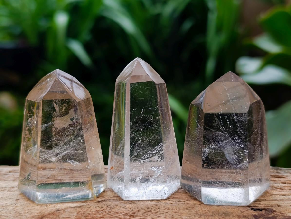 Polished Smokey Window Quartz Crystals x 12 From Madagascar