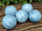 Polished Blue Calcite Spheres x 5 From Madagascar - Toprock Gemstones and Minerals 