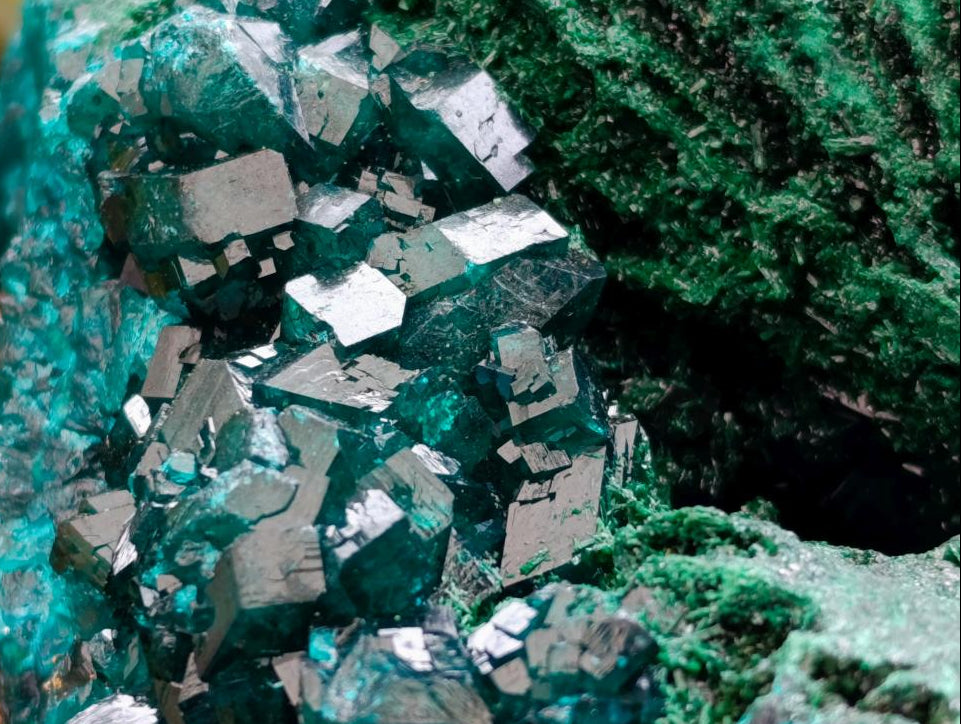 Natural Dioptase On Dolomite Specimen x 1 From Likasi, Congo