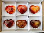 Polished Carnelian Agate Gemstone Hearts x 6 From Madagascar - Toprock Gemstones and Minerals 