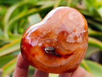 Polished Carnelian Agate Gemstone Hearts x 6 From Madagascar