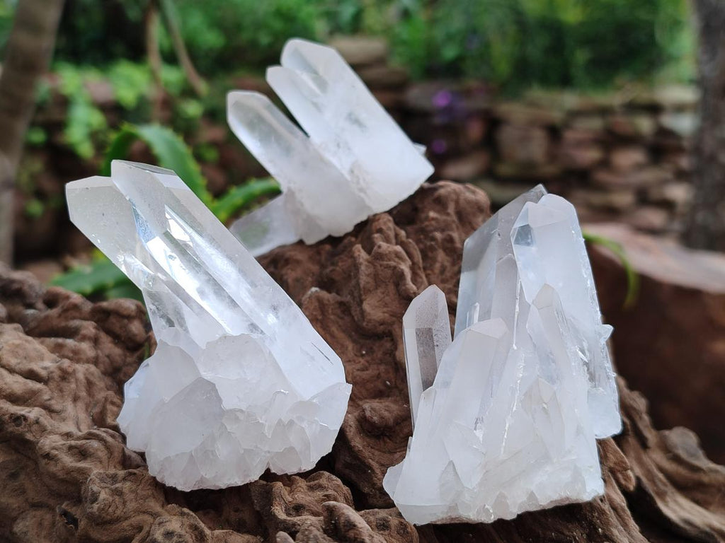 Natural Small Clear Quartz Clusters x 12 From Madagascar