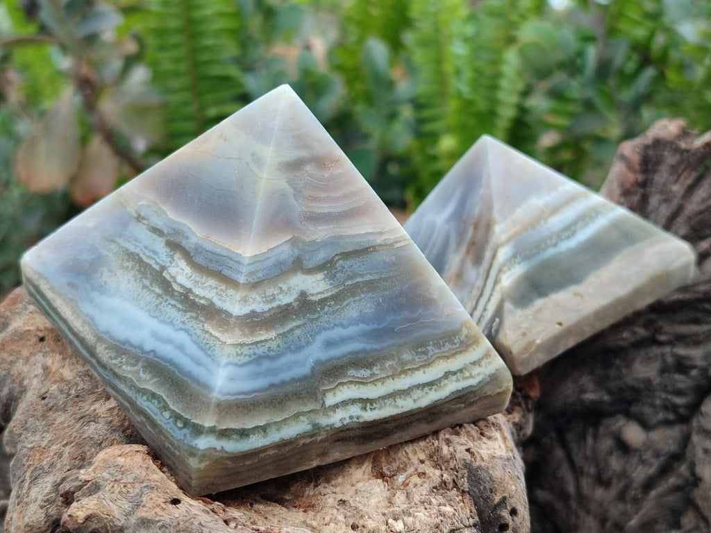 Polished Banded Ocean Jasper Pyramids x 3 From Northwest Coast, Madagascar